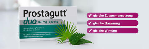 Prostagutt® forte heißt jetzt Prostagutt® duo: gleiche Zusammensetzung, gleiche Dosierung, gleiche Wirkung